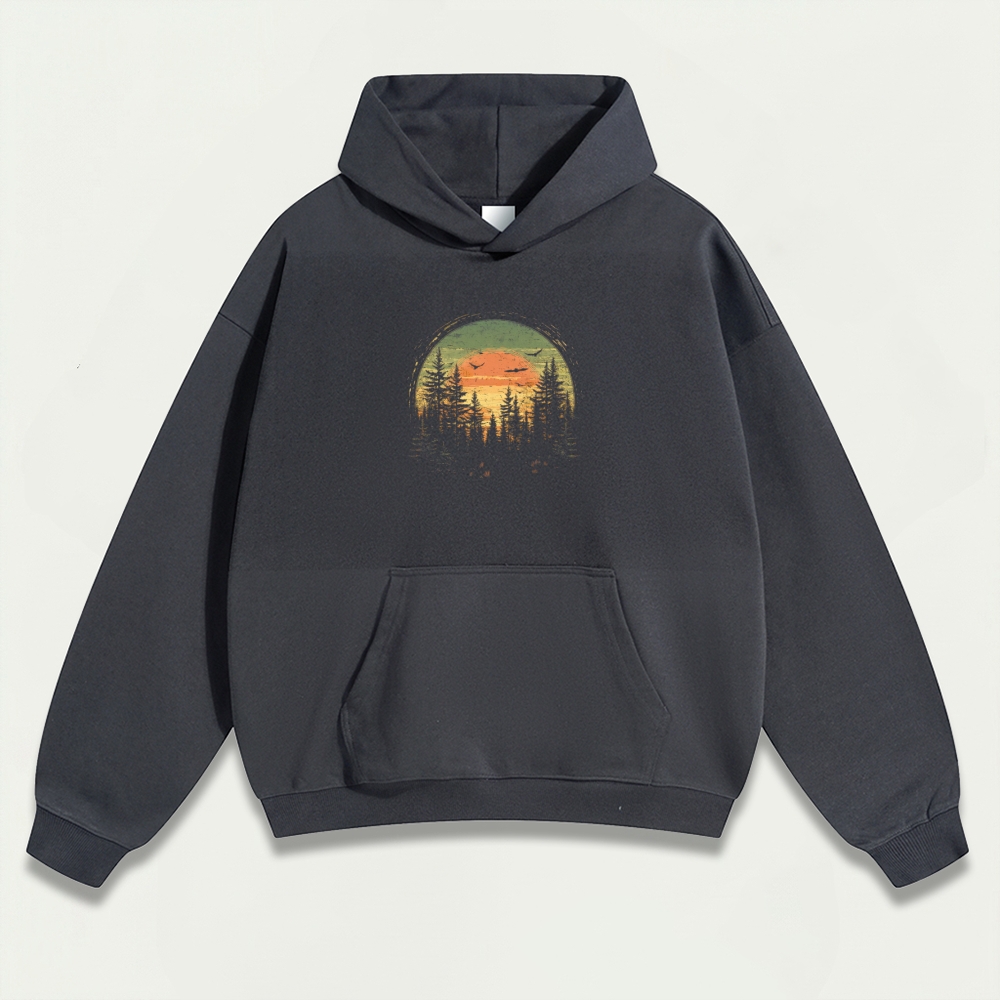 Sunset Forest Heavyweight Hiking Hoodie-HikeVista