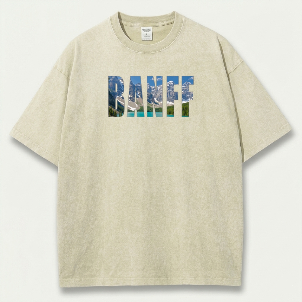 Banff Canada Vintage Organic Cotton Hiking Tee-HikeVista