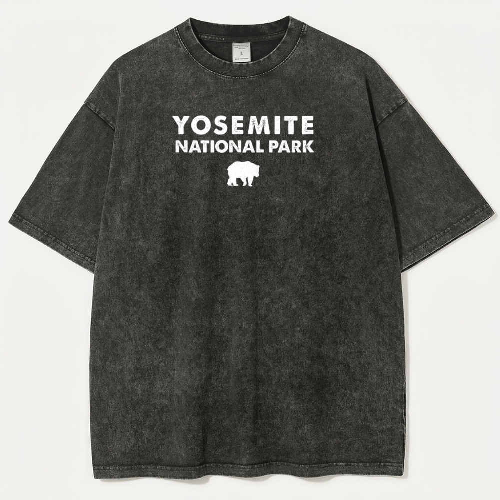 Yosemite National Park Vintage Organic Cotton Bear Tee-HikeVista