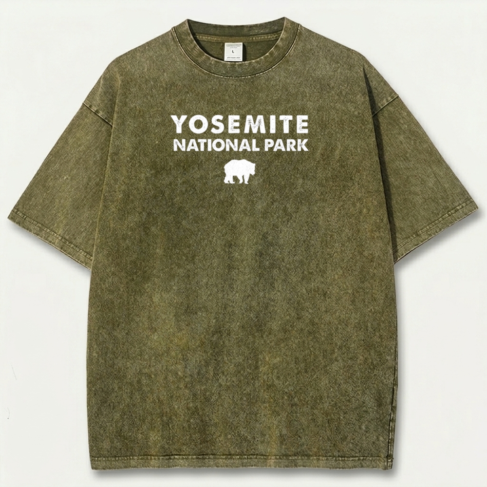 Yosemite National Park Vintage Organic Cotton Bear Tee-HikeVista