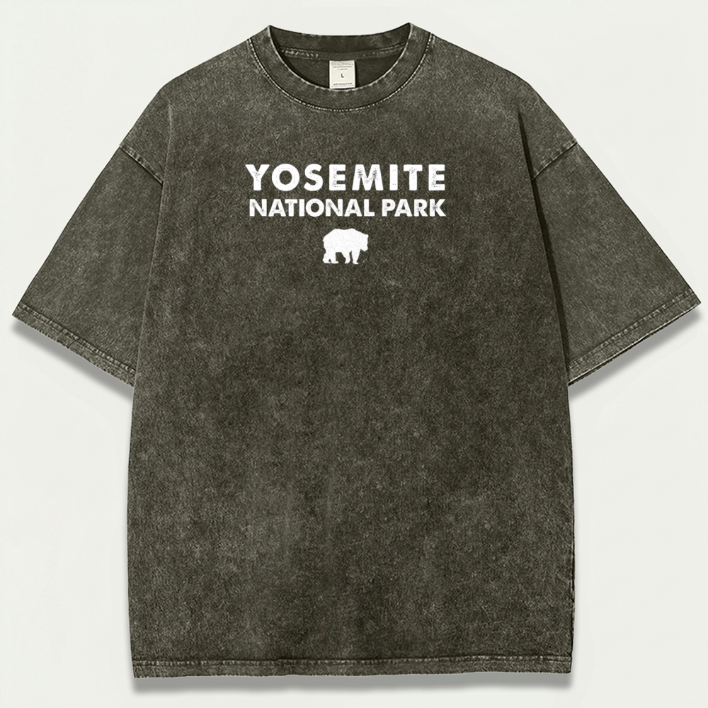Yosemite National Park Vintage Organic Cotton Bear Tee-HikeVista