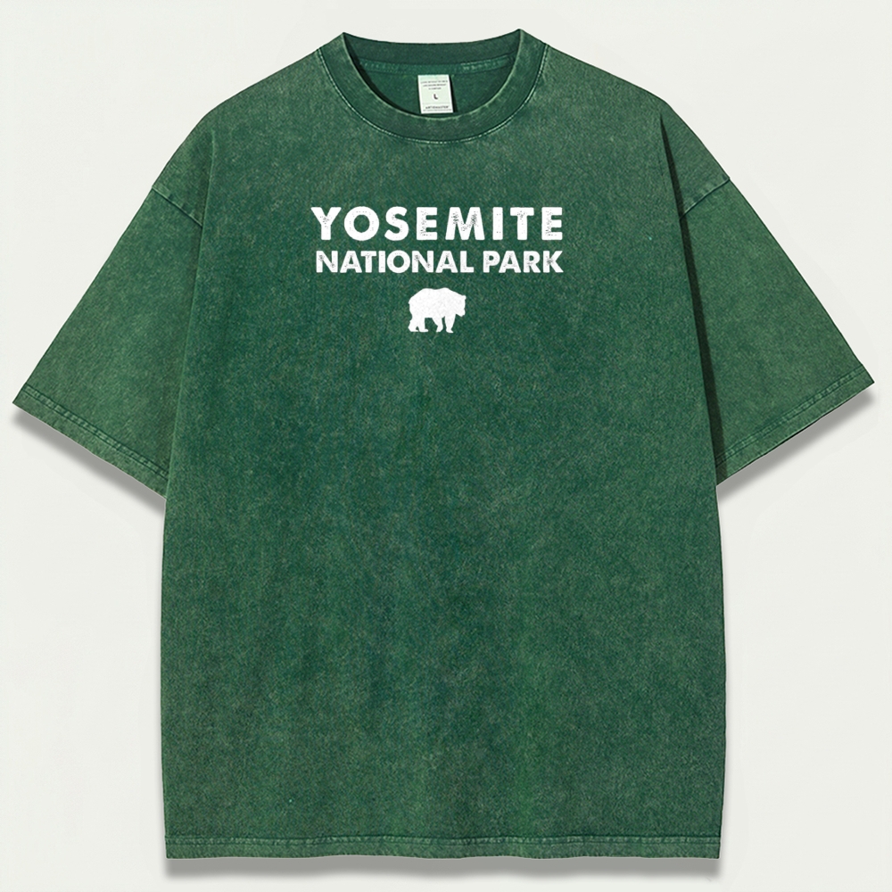 Yosemite National Park Vintage Organic Cotton Bear Tee-HikeVista