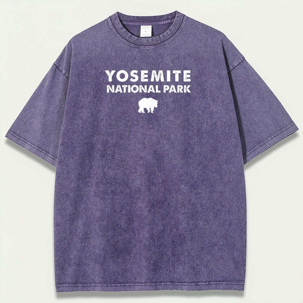 Yosemite National Park Vintage Organic Cotton Bear Tee-HikeVista