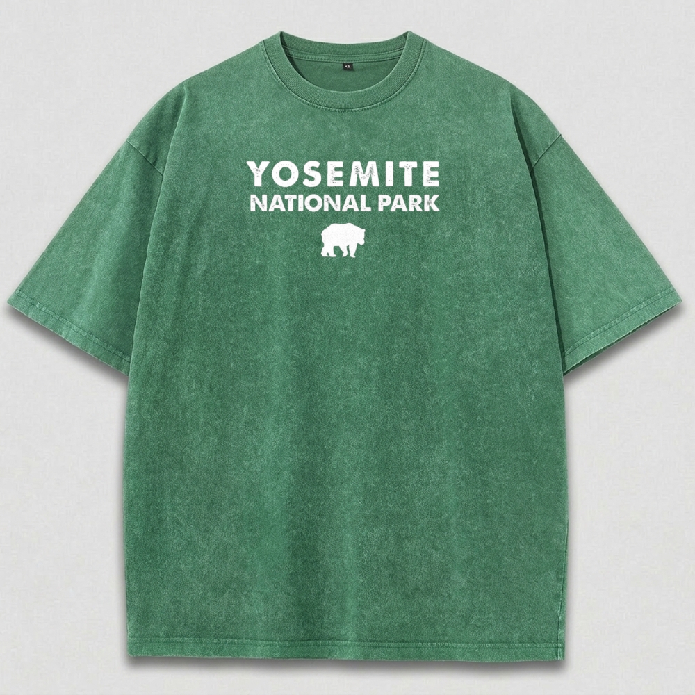 Yosemite National Park Vintage Organic Cotton Bear Tee-HikeVista