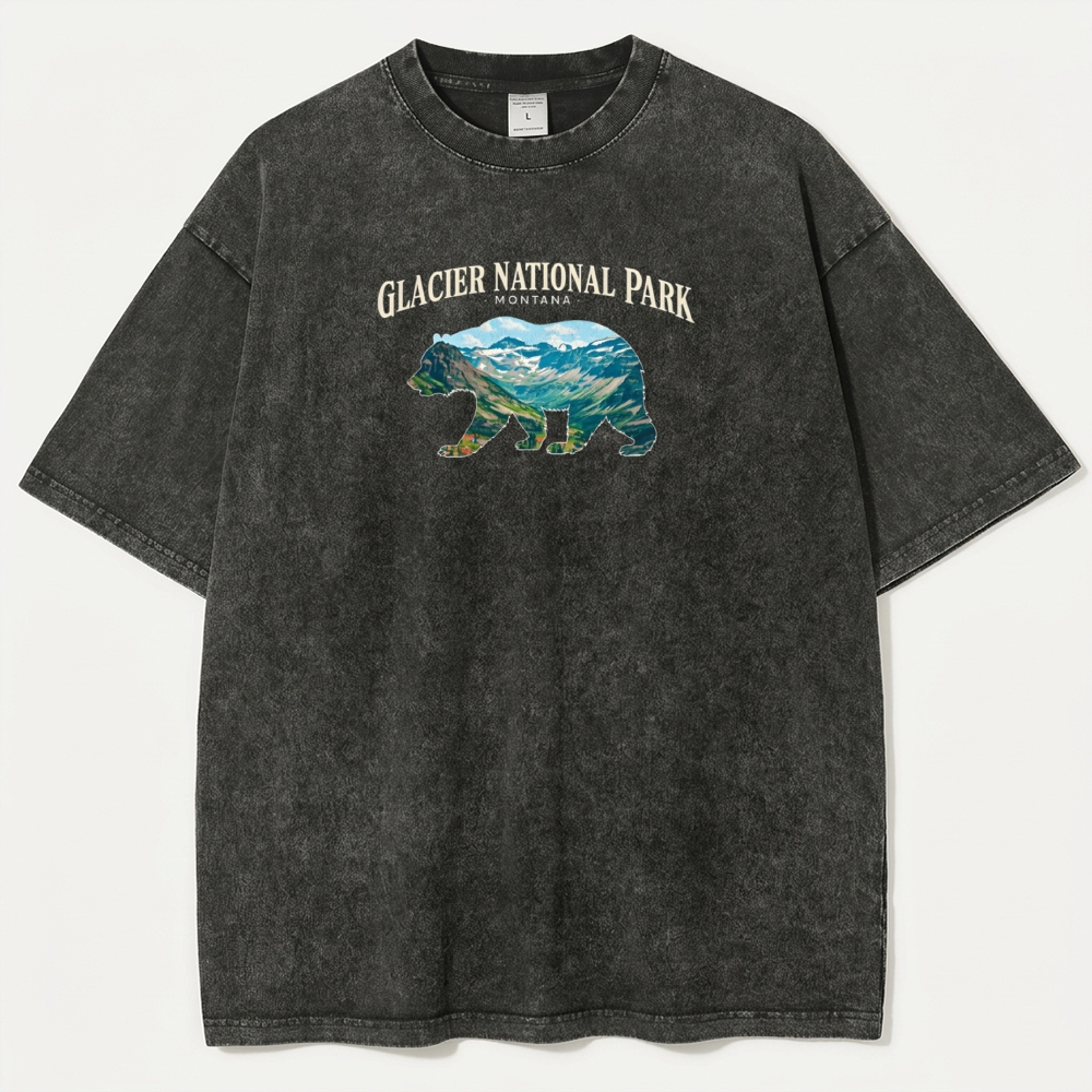 Glacier National Park Vintage Organic Cotton Bear Tee-HikeVista