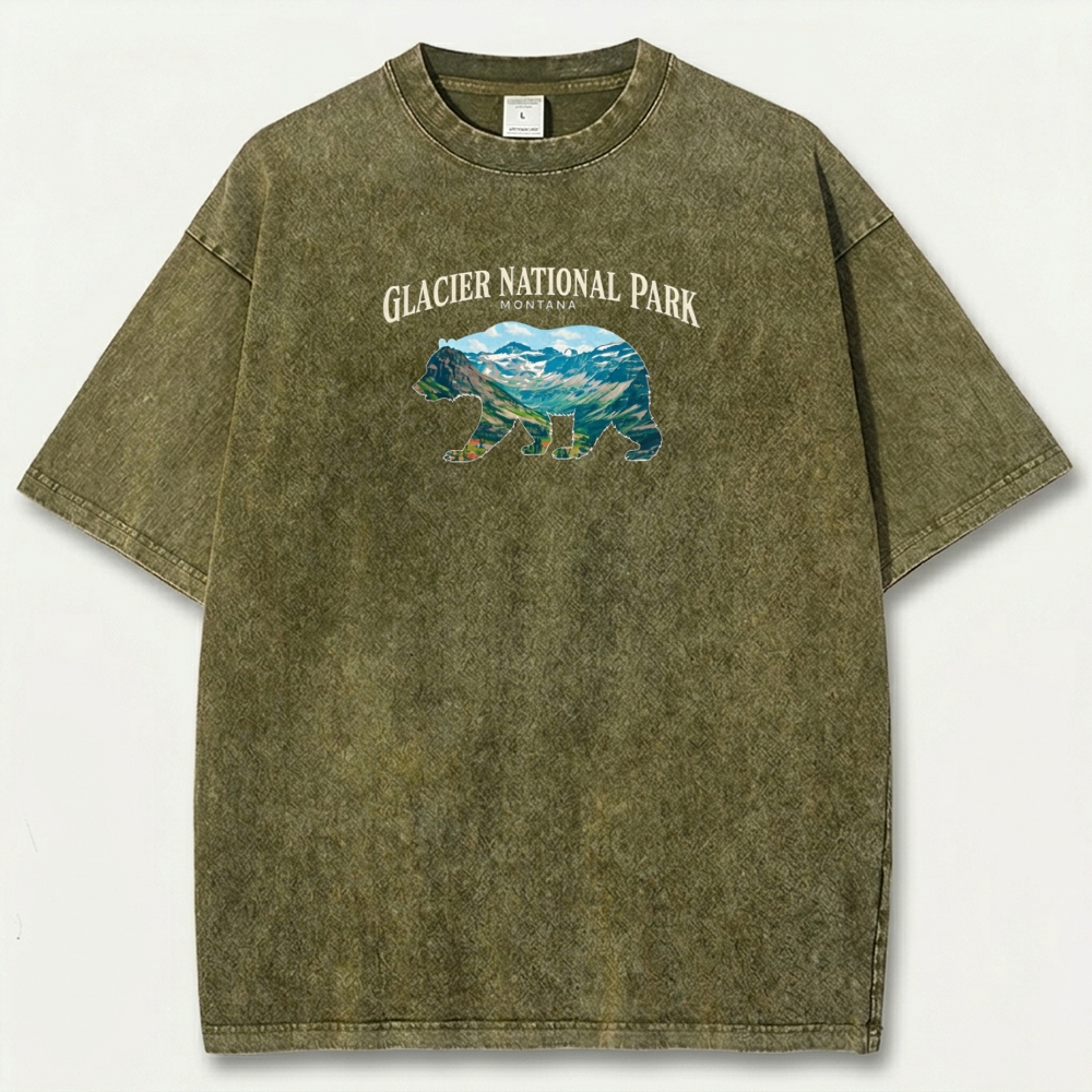 Glacier National Park Vintage Organic Cotton Bear Tee-HikeVista