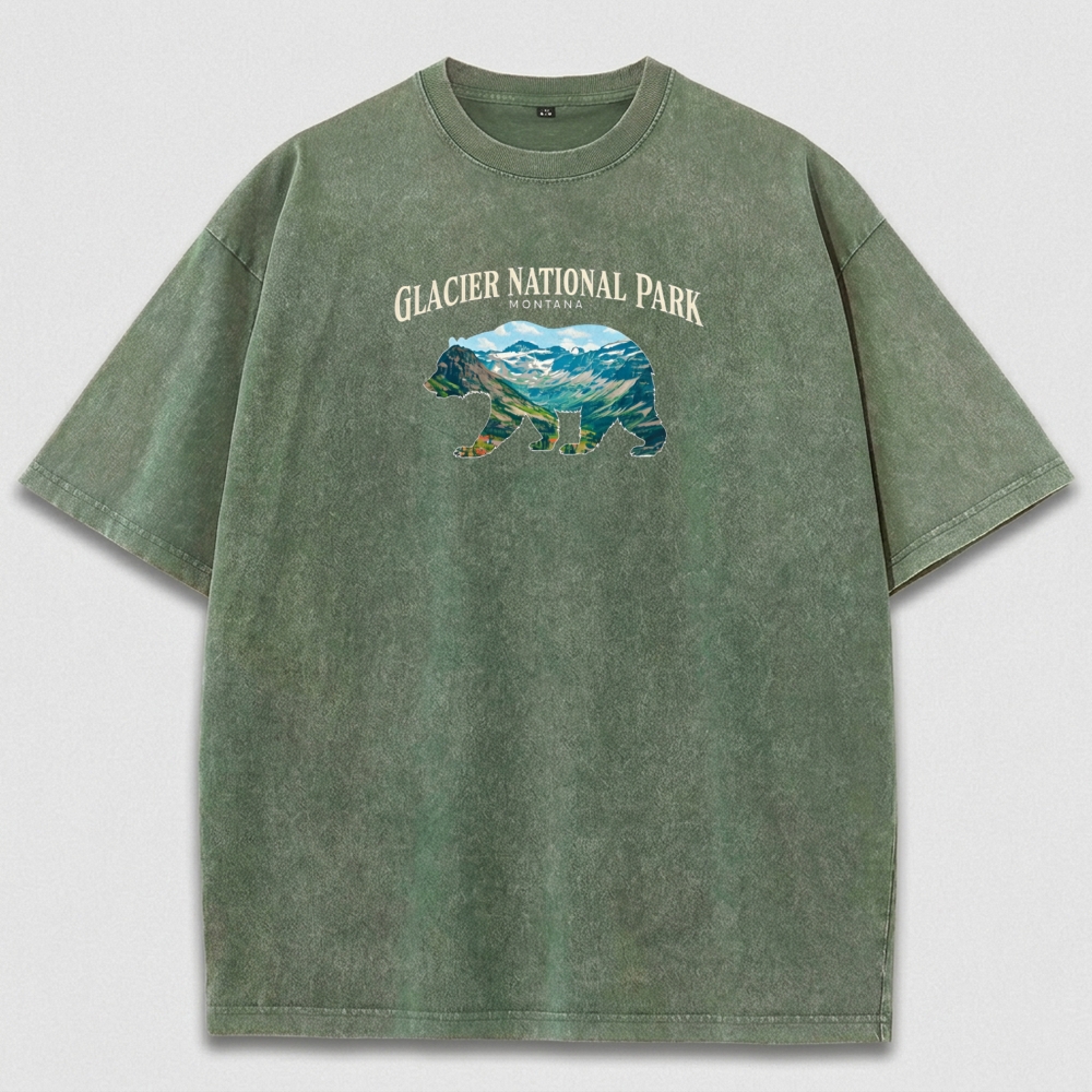 Glacier National Park Vintage Organic Cotton Bear Tee-HikeVista