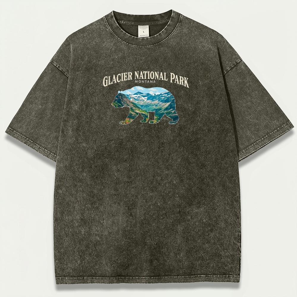 Glacier National Park Vintage Organic Cotton Bear Tee-HikeVista