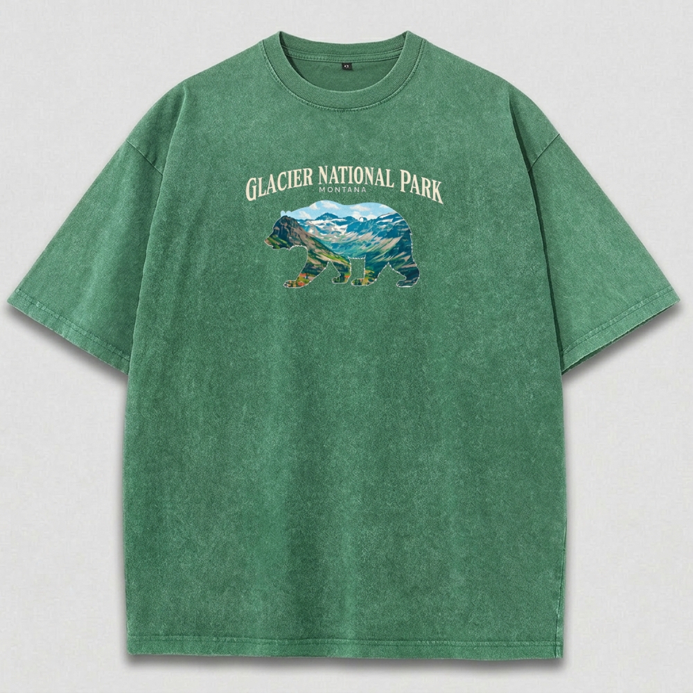 Glacier National Park Vintage Organic Cotton Bear Tee-HikeVista