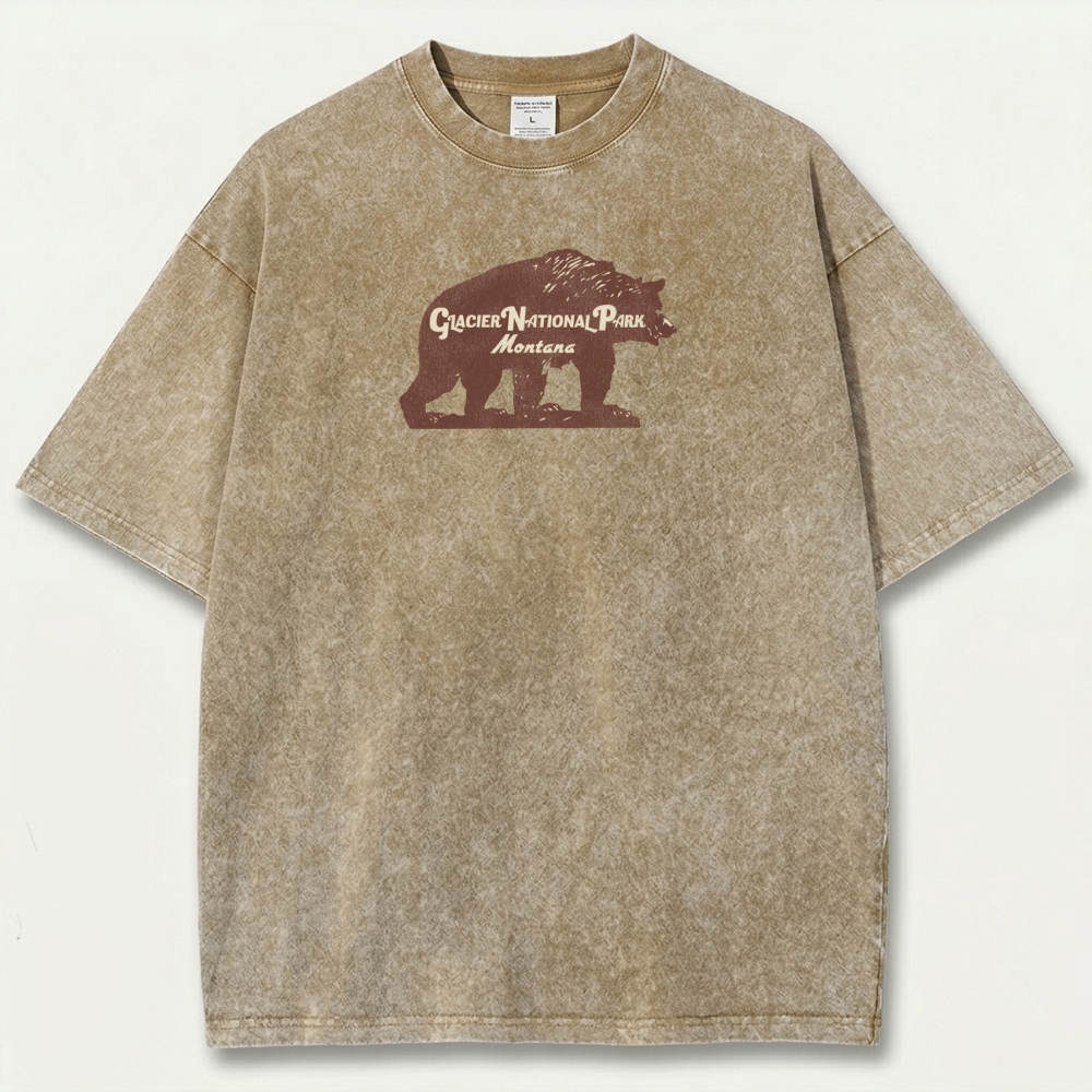 Glacier National Park Vintage Organic Cotton Bear Tee-HikeVista