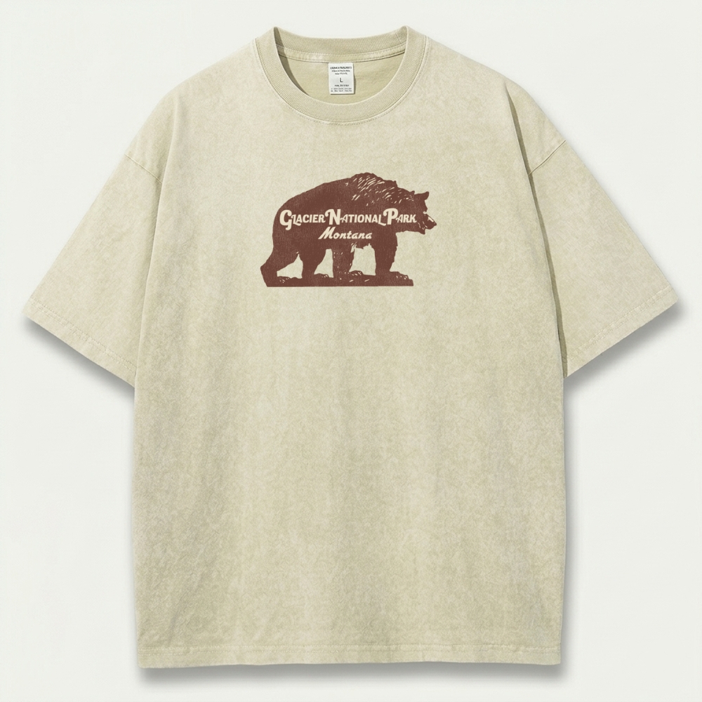 Glacier National Park Vintage Organic Cotton Bear Tee-HikeVista