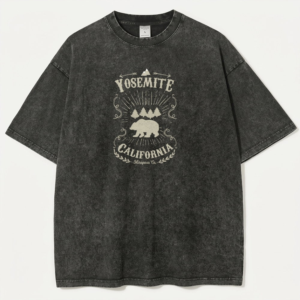 Yosemite National Park Vintage Organic Cotton Bear Tee-HikeVista