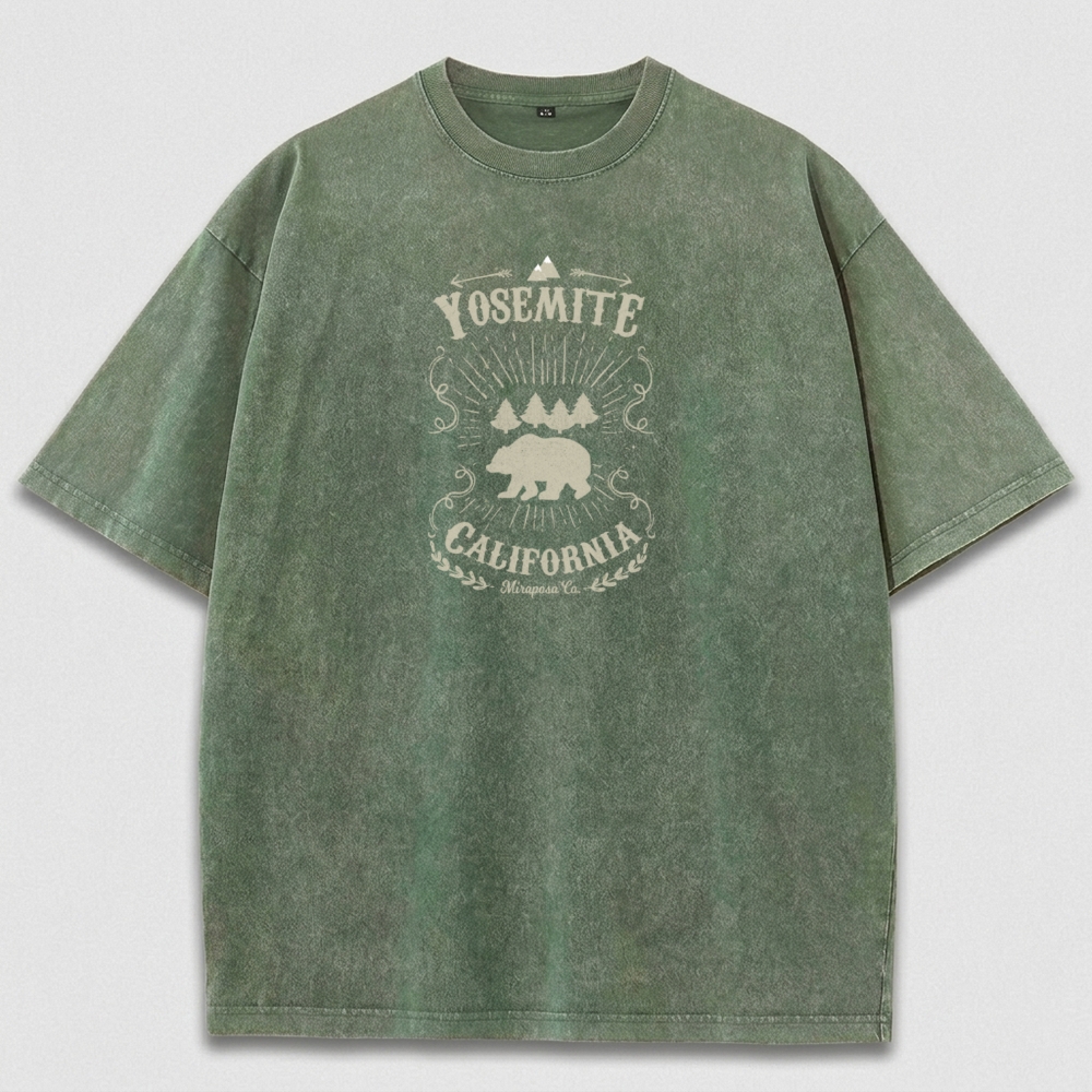 Yosemite National Park Vintage Organic Cotton Bear Tee-HikeVista