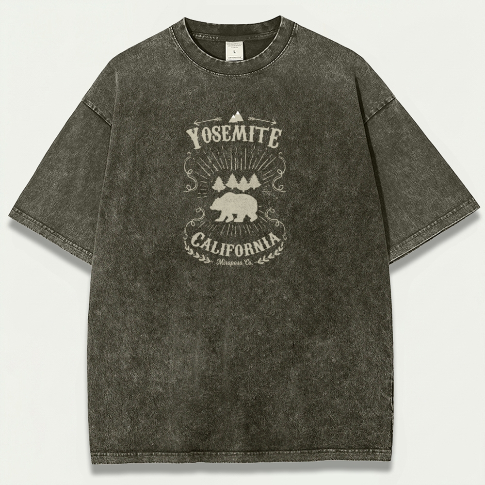 Yosemite National Park Vintage Organic Cotton Bear Tee-HikeVista