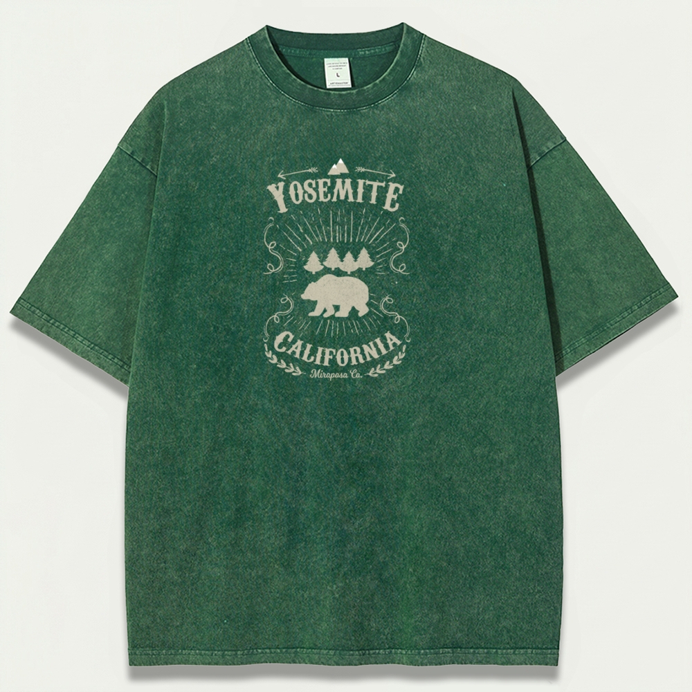 Yosemite National Park Vintage Organic Cotton Bear Tee-HikeVista
