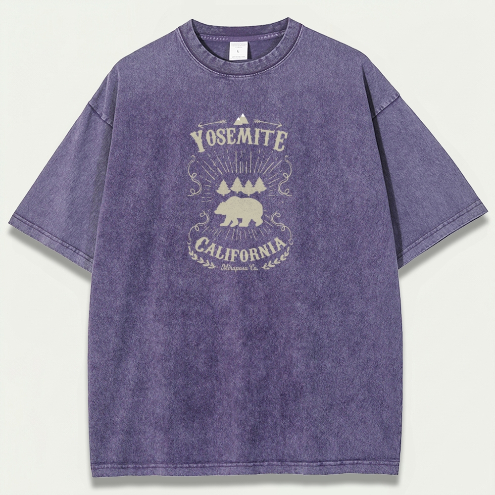 Yosemite National Park Vintage Organic Cotton Bear Tee-HikeVista