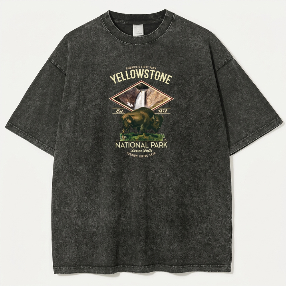 Yellowstone National Park Vintage Organic Cotton Hiking Tee-HikeVista