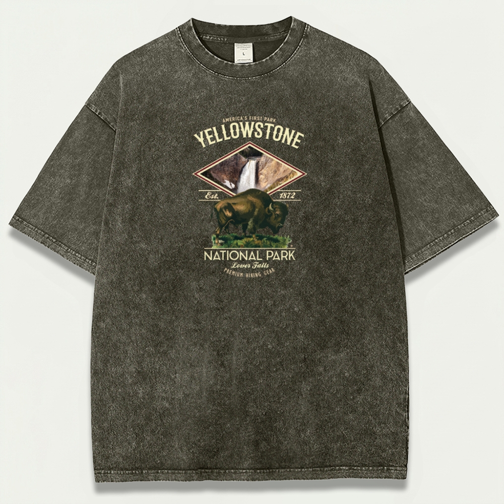 Yellowstone National Park Vintage Organic Cotton Hiking Tee-HikeVista
