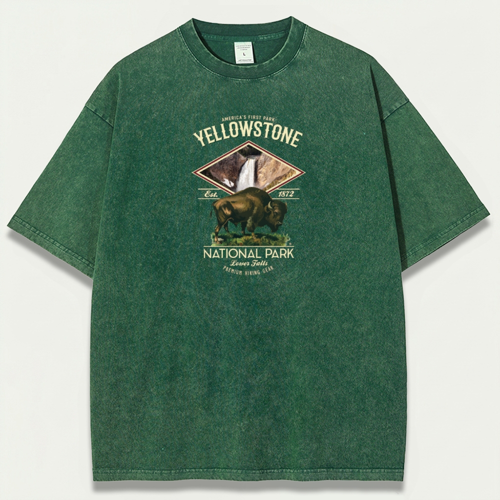 Yellowstone National Park Vintage Organic Cotton Hiking Tee-HikeVista