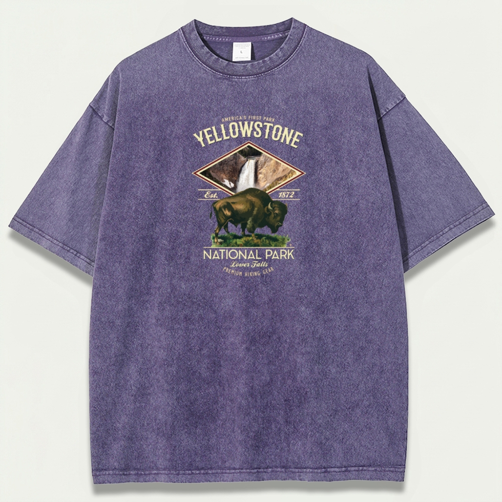 Yellowstone National Park Vintage Organic Cotton Hiking Tee-HikeVista
