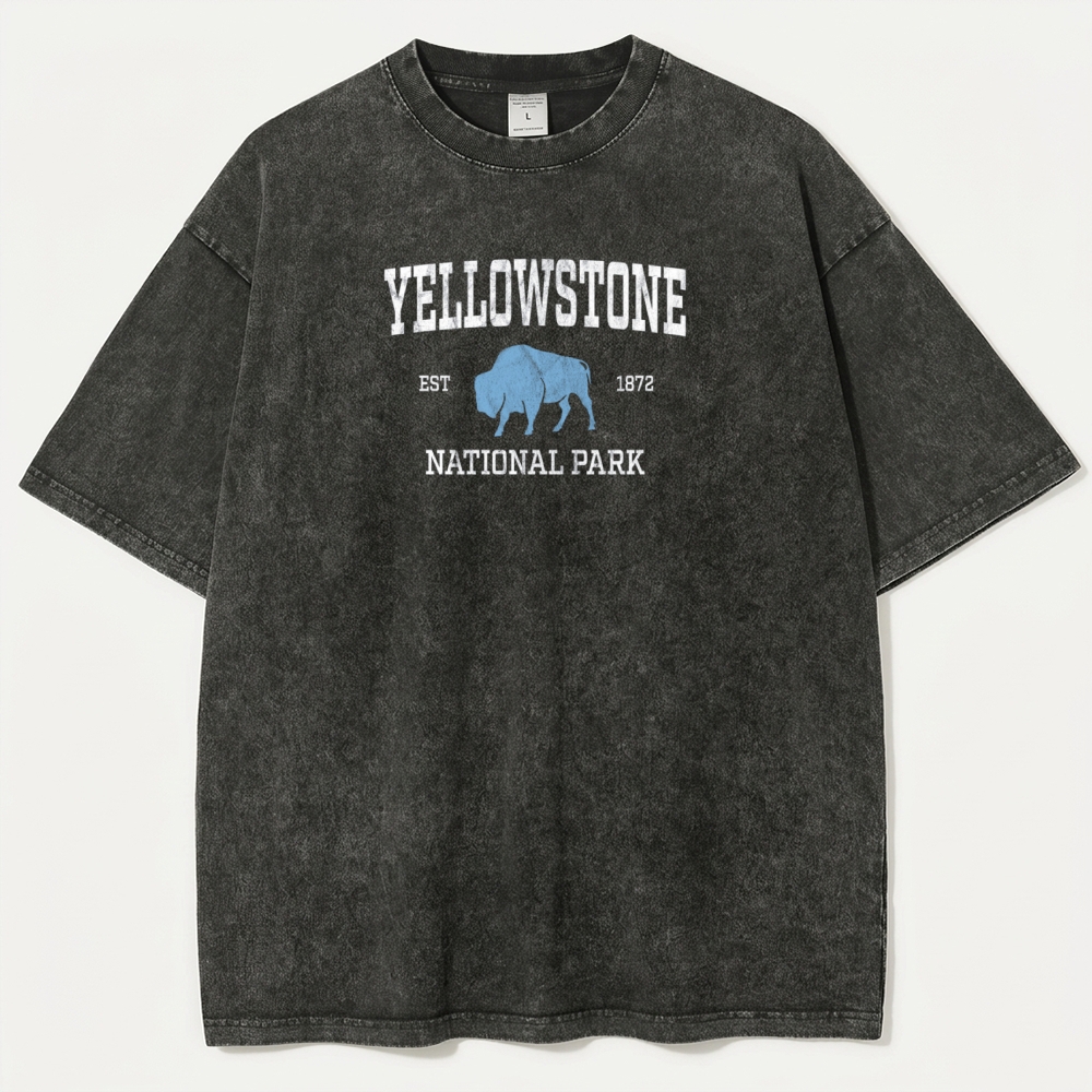 Yellowstone National Park Vintage Organic Cotton Hiking Tee-HikeVista