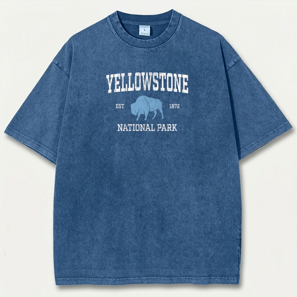 Yellowstone National Park Vintage Organic Cotton Hiking Tee-HikeVista