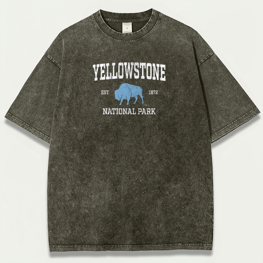 Yellowstone National Park Vintage Organic Cotton Hiking Tee-HikeVista