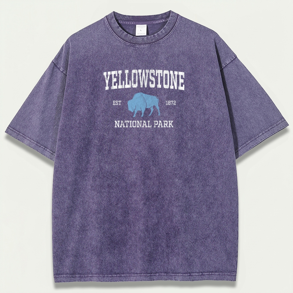 Yellowstone National Park Vintage Organic Cotton Hiking Tee-HikeVista
