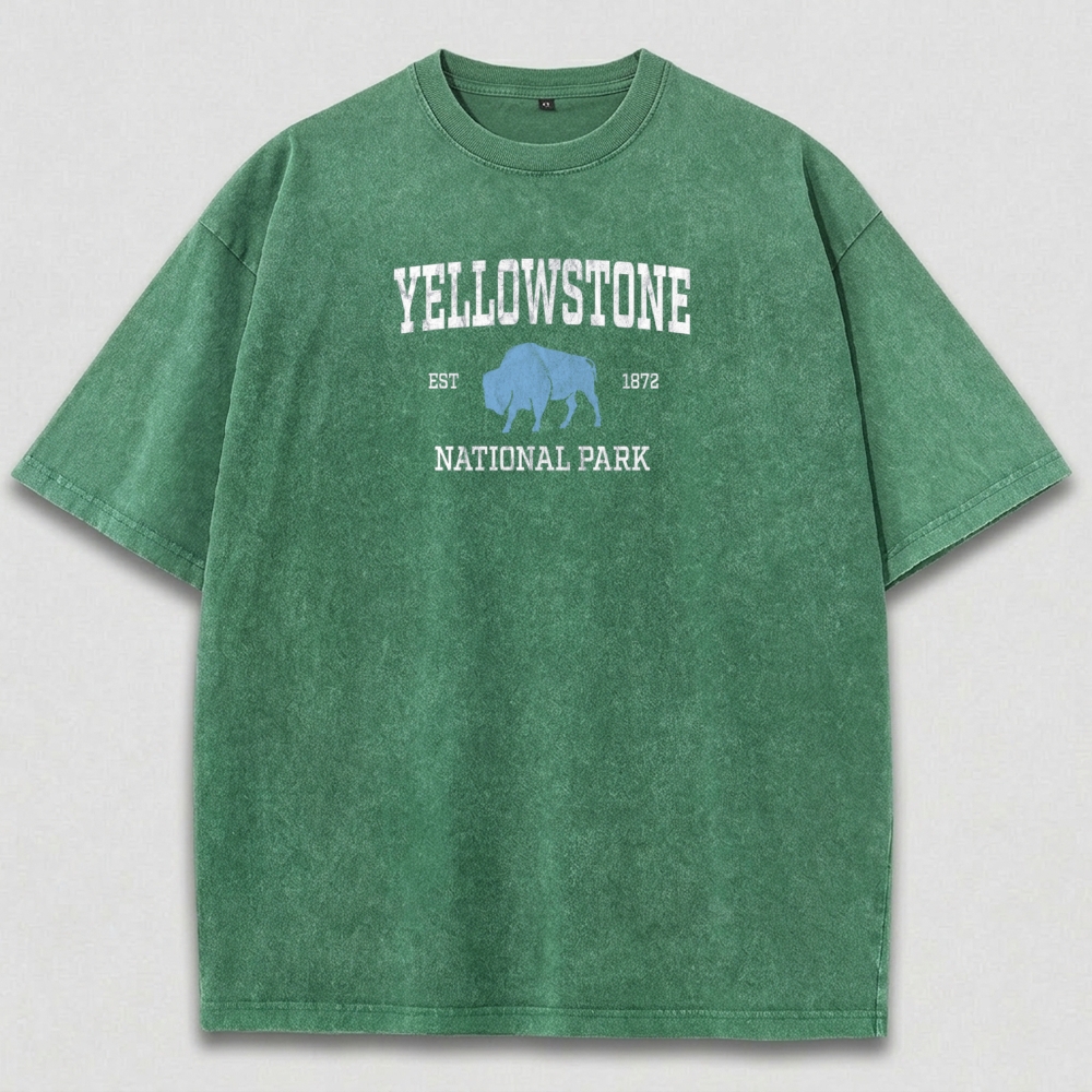 Yellowstone National Park Vintage Organic Cotton Hiking Tee-HikeVista