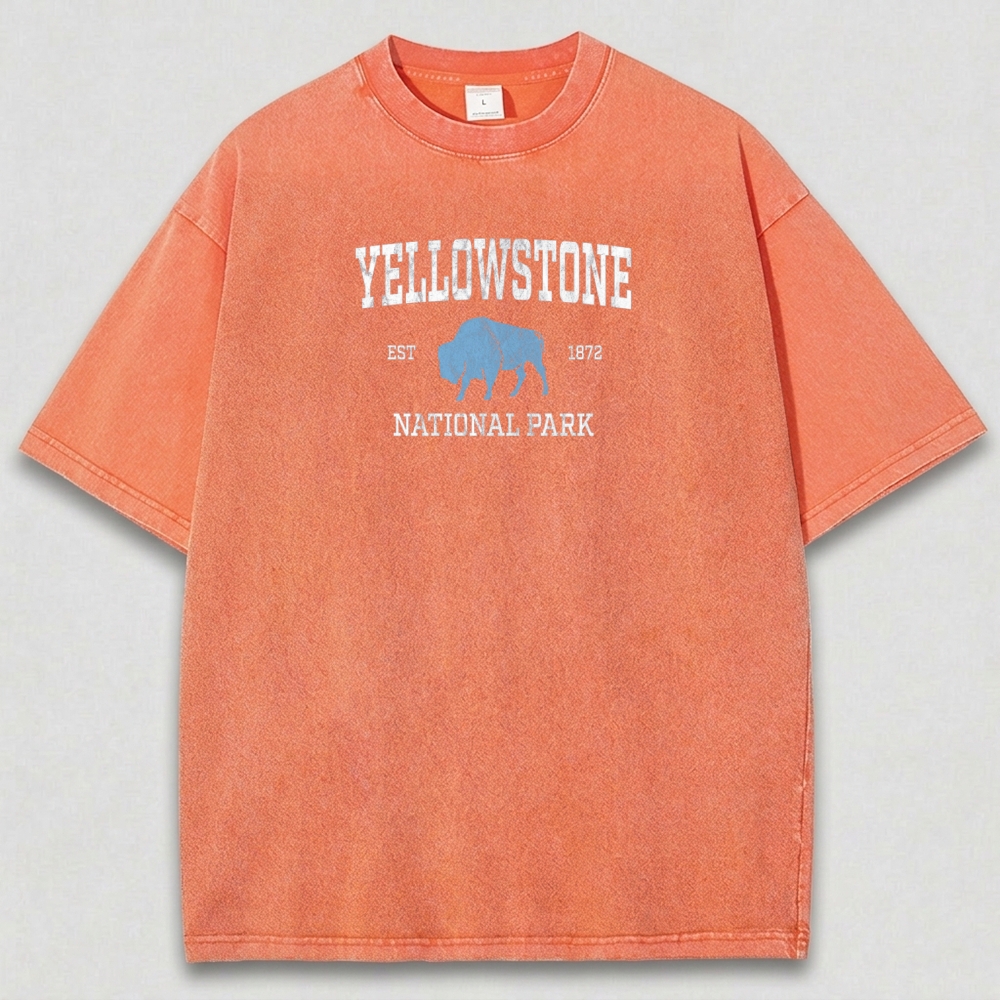 Yellowstone National Park Vintage Organic Cotton Hiking Tee-HikeVista