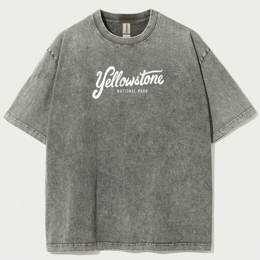 Yellowstone National Park Vintage Organic Cotton Hiking Tee-HikeVista