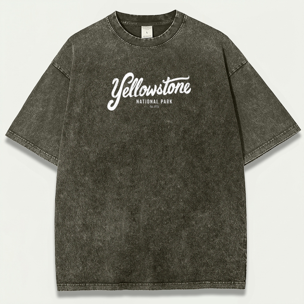 Yellowstone National Park Vintage Organic Cotton Hiking Tee-HikeVista