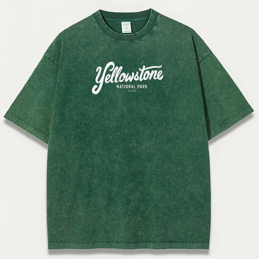 Yellowstone National Park Vintage Organic Cotton Hiking Tee-HikeVista