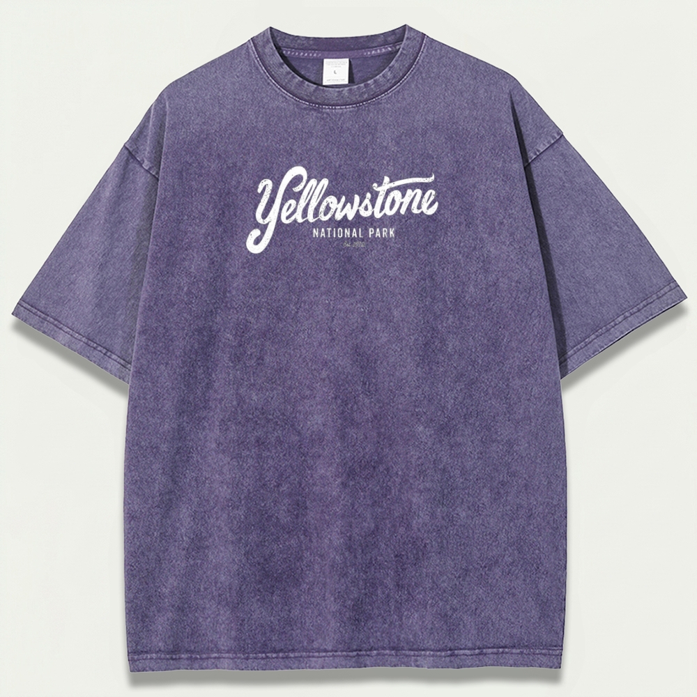 Yellowstone National Park Vintage Organic Cotton Hiking Tee-HikeVista