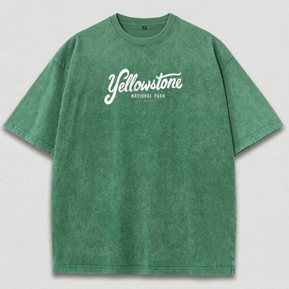 Yellowstone National Park Vintage Organic Cotton Hiking Tee-HikeVista