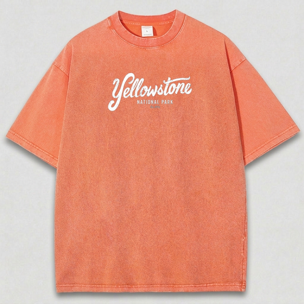 Yellowstone National Park Vintage Organic Cotton Hiking Tee-HikeVista