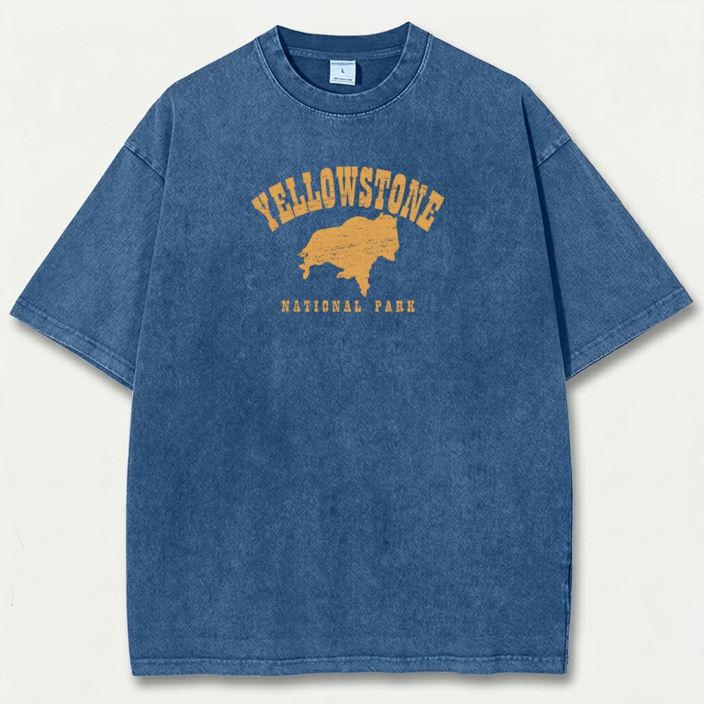 Yellowstone National Park Vintage Organic Cotton Hiking Tee-HikeVista