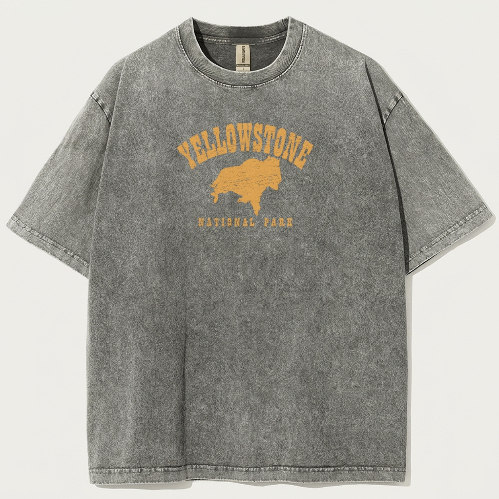 Yellowstone National Park Vintage Organic Cotton Hiking Tee-HikeVista