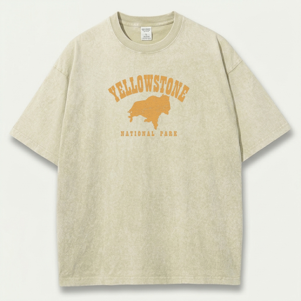 Yellowstone National Park Vintage Organic Cotton Hiking Tee-HikeVista