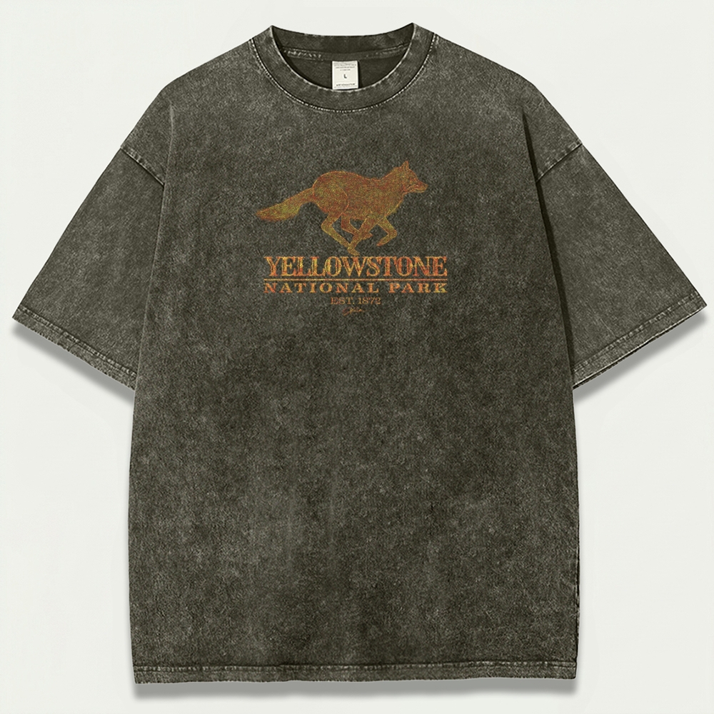 Yellowstone National Park Vintage Organic Cotton Fox Tee-HikeVista