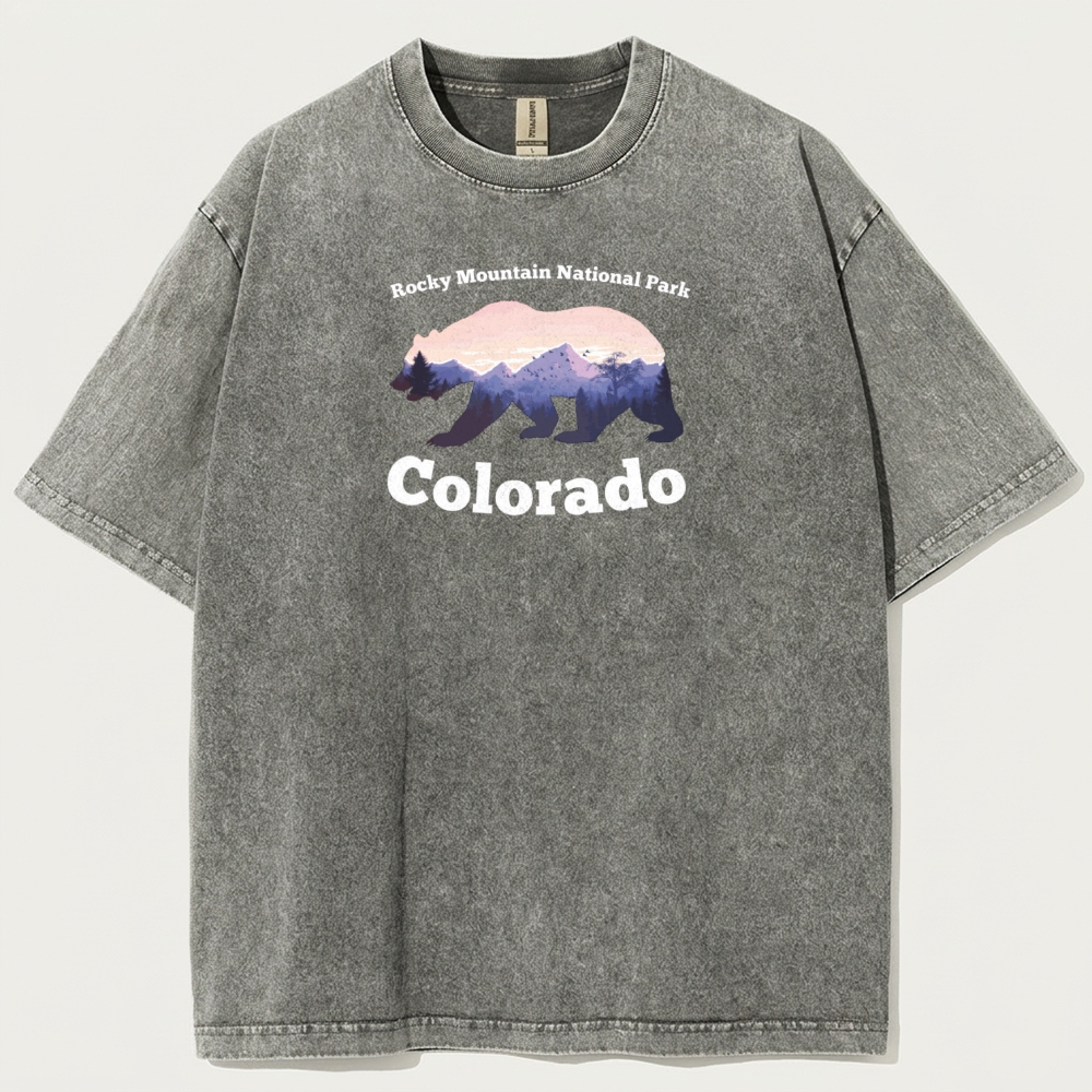 Rocky Mountains Vintage Organic Cotton Bear Tee-HikeVista