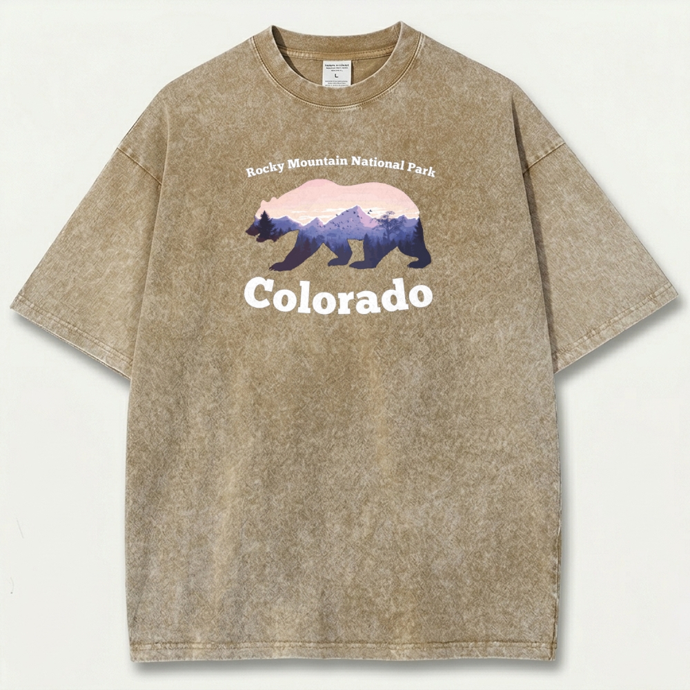 Rocky Mountains Vintage Organic Cotton Bear Tee-HikeVista