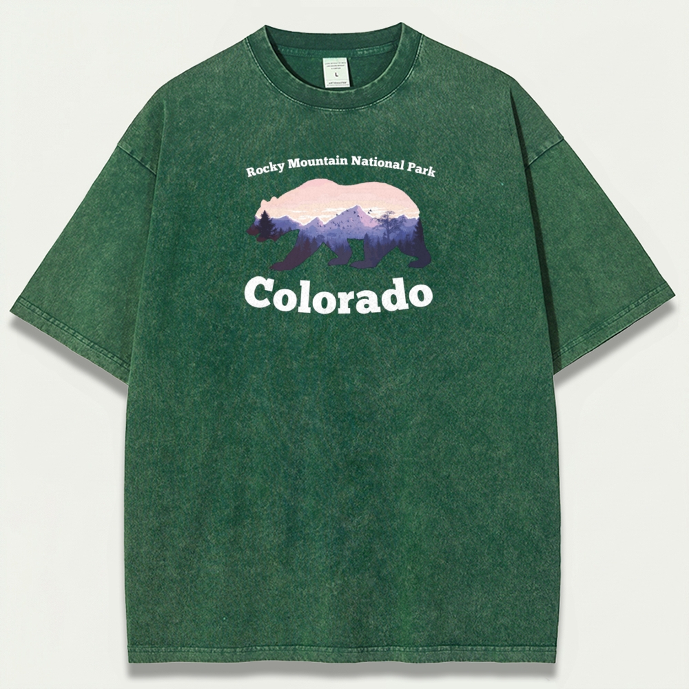 Rocky Mountains Vintage Organic Cotton Bear Tee-HikeVista