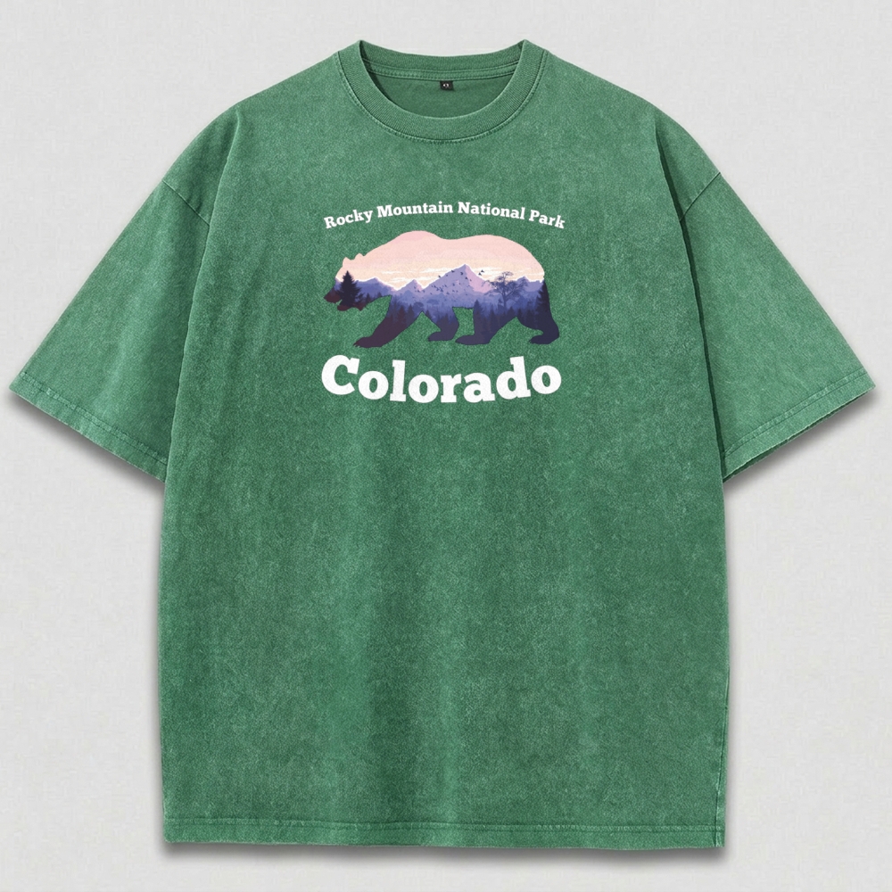 Rocky Mountains Vintage Organic Cotton Bear Tee-HikeVista