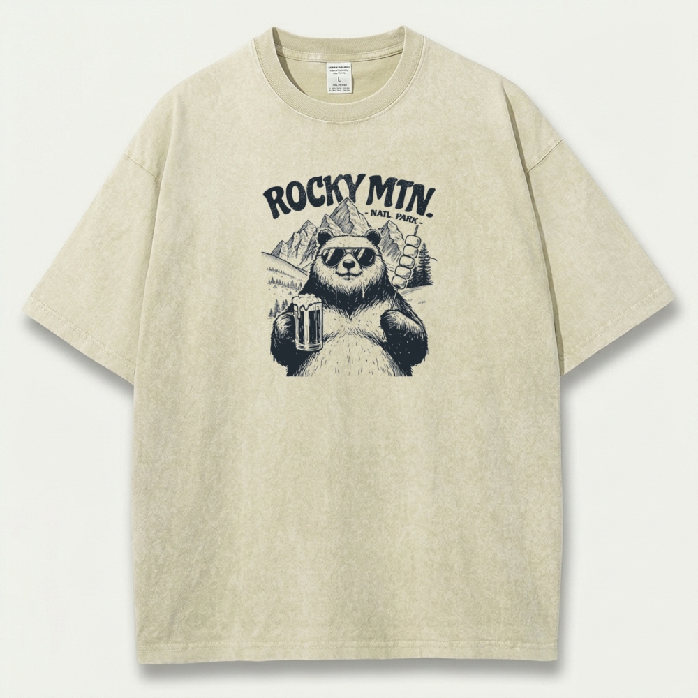Rocky Mountains Vintage Organic Cotton Panda Tee-HikeVista