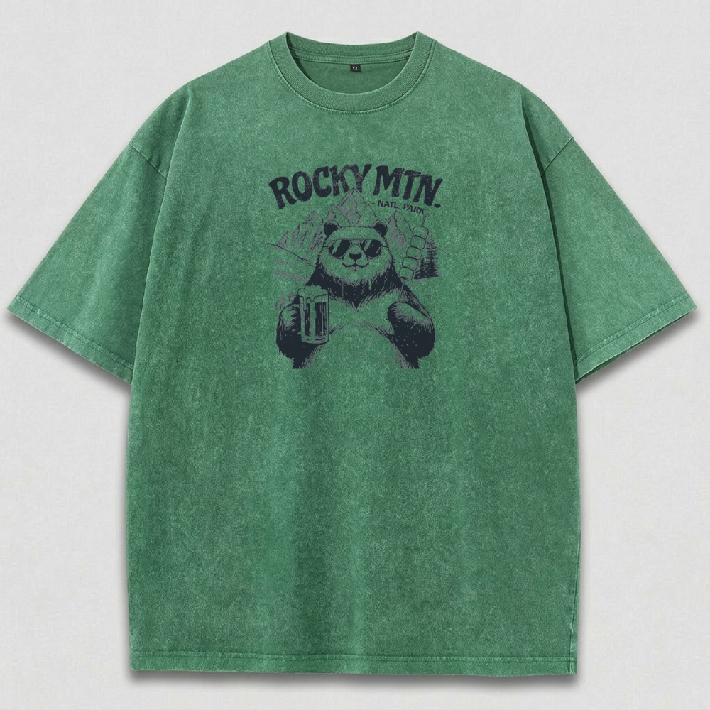 Rocky Mountains Vintage Organic Cotton Panda Tee-HikeVista