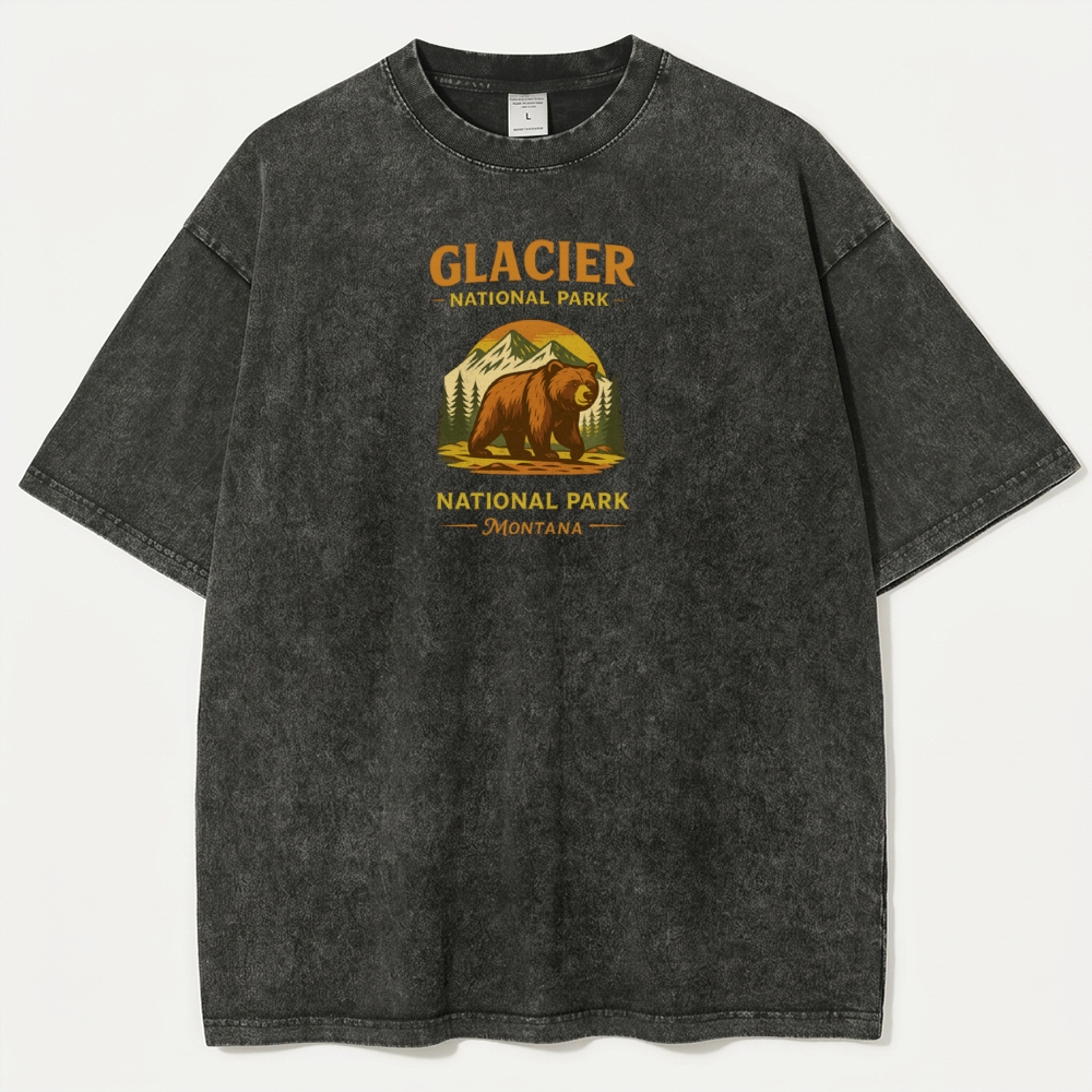 Glacier National Park Vintage Organic Cotton Bear Tee-HikeVista