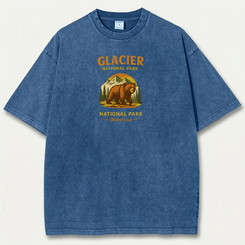 Glacier National Park Vintage Organic Cotton Bear Tee-HikeVista