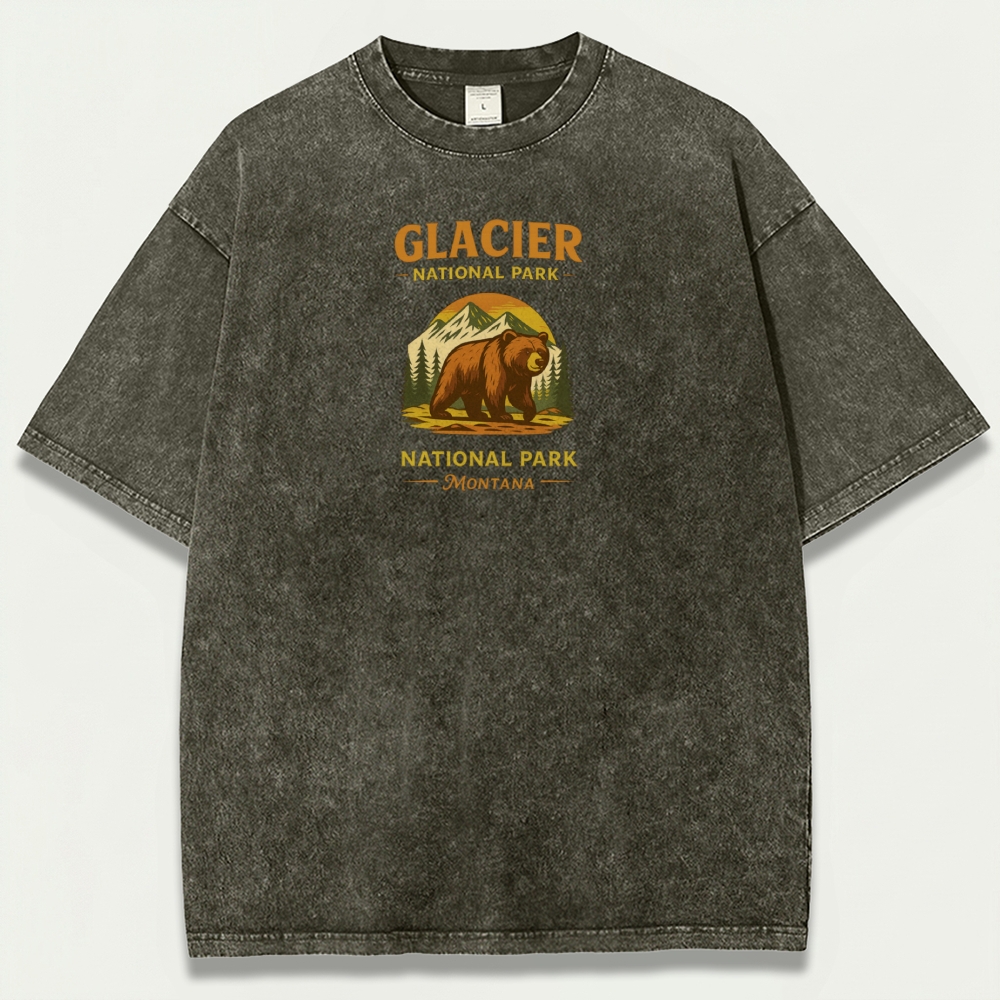 Glacier National Park Vintage Organic Cotton Bear Tee-HikeVista