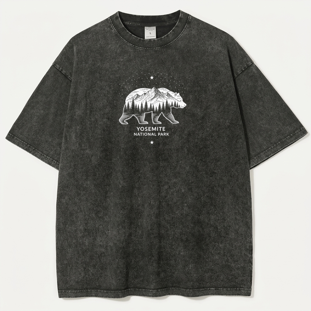 Yosemite National Park Vintage Organic Cotton Bear Tee-HikeVista